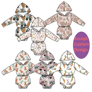 Wholesale Boutique Children clothes Infant baby Easter Day Cute printing Hooded one piece romper