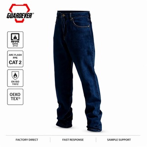 GUARDEVER NFPA 2112 FR Jean de travail en denim ignifuge 100% coton, certifié CAT 2, pantalon de sécurité pour le soudage et les travaux électriques - Product Image 1