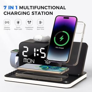 Station de charge sans fil 7-en-1 avec horloge et charge rapide <span class=keywords><strong>30W</strong></span> pour la charge simultanée de plusieurs appareils compatibles (iPhone 17/16/15/14/13) - Product Image 2