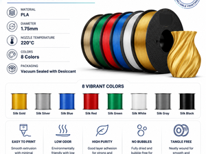 Filamento PLA DDKUN de 1.75mm, Paquete de 8 Colores con Filamento para Impresora 3D con Brillo Metálico Dorado para Creality Bambu Lab - Product Image 5
