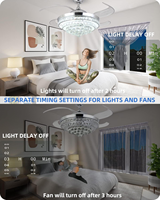 Ventilateur de plafond en acrylique cristal de 42 pouces avec lumière, application intelligente minimaliste, 5 CCT, dimmable, moteur DC à économie d'énergie pour maison moderne