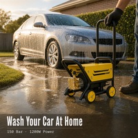 Machine de lavage de voiture haute pression sur roues : Pistolet de lavage de voiture portable entièrement automatique avec pompe et nettoyeur haute puissance