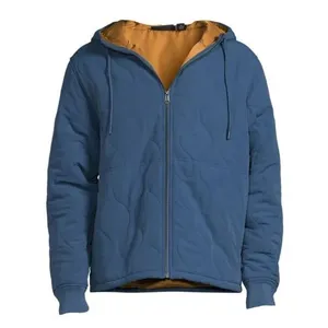 Chaqueta Acolchada Clásica con Patrón Acolchado para Hombre, Chaqueta Acolchada de Algodón Grueso y Cálido con Capucha, Personalizada al por Mayor, de Tela de Poliéster - Product Image 1