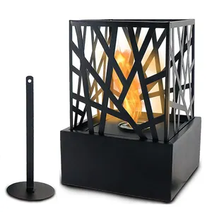 Hot Selling Tabletop Fireplace Metal square Fire Pit Dining Table Decorative Bioethanol Fireplace For Indoor Outdoor