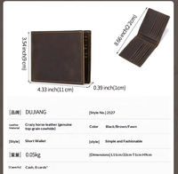 Dompet Pendek Vintage Lipat Kulit Asli Crazy Horse Dompet Koin Tempat Kartu Multifungsi Pria Slot Multi Kartu Portabel