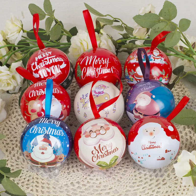 Noel şeker topu kutusu noel ağacı şeker demir topları kolye çocuklar için noel ağacı dekorasyon