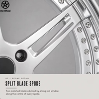 Produit DW # Jante en alliage d'aluminium noir poli miroir à 166 rayons multiples, à déport de 20 mm, avec rebord boulonné, vente en gros, fournisseur OEM ODM