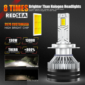 REDSEA Lampadina LED per <span class=keywords><strong>Fari</strong></span> Auto ad Alta Potenza R2T 130W 13000LM 3 Colori H4 H7 H11 con Chip 3570CSP - Product Image 2