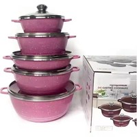 Batterie de cuisine 10 pièces en aluminium moulé sous pression à fond spirale antiadhésif classique cuisine à domicile cuisine métal durable