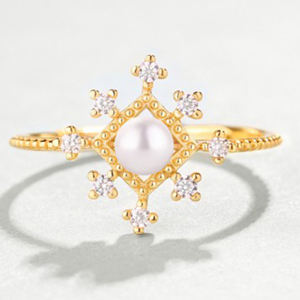 Conceptions personnalisées Bagues en perles <span class=keywords><strong>de</strong></span> fiançailles <span class=keywords><strong>Zales</strong></span> Bijoux en or jaune 14 carats Perles d'eau <span class=keywords><strong>de</strong></span> mer en vrac Beaux motifs magnifiques - Product Image 2