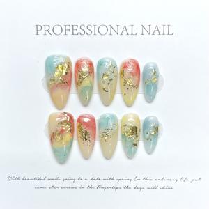 Diseño #1146 Belleza profesional Cubierta completa Almendra Mármol Oro Bronceado 10PCs Gel Prensa en las <span class=keywords><strong>uñas</strong></span> Etiqueta privada <span class=keywords><strong>Uñas</strong></span> postizas - Product Image 4