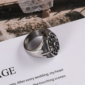 Men's Cross <b>Titanium</b> Steel <b>Ring</b> Space Gray SA650 Everyday Wear Jewelry - Product Image 2