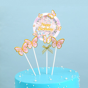 3/4pcs Ensemble de décorations de gâteau d'<span class=keywords><strong>anniversaire</strong></span> papillon Créatif Coloré Imprimé Espagnol Joyeux <span class=keywords><strong>Anniversaire</strong></span> Fournitures de décoration de gâteau Vente en gros - Product Image 5