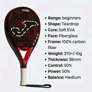 ไม้เทนนิสพาเดล <span class=keywords><strong>JOMA</strong></span> รุ่น Glass Carbon Fibre Hybrid รูปทรงหยดน้ำ ขนาดหน้าไม้ 260 มม. แกน EVA นุ่ม ประสิทธิภาพสูง พร้อมส่งขายส่ง - Product Image 2