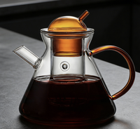 Vente flash : Carafe à café en verre, pour café filtre, 300 ml, 500 ml, couleur grise, avec couvercle