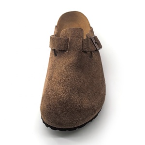 Sandales plates en daim marron doux d'hiver à semelle en liège, style vintage, confortables, respirantes, pour femmes, pantoufles de marche - Product Image 4