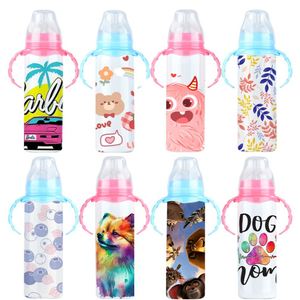 Biberon en silicone 8oz pour bébé, isolé sous vide, par sublimation, pour l'alimentation et l'eau, stocké aux États-Unis - Product Image 3