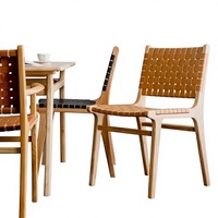 Chaise de salle à manger en bois massif tressé, style nordique, moderne, rétro, simple, avec dossier, pour la maison, l'hôtel, le salon, non pliable