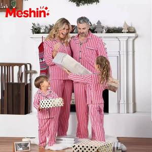 Pijamas Navideños a Rayas con Botones para Toda la Familia, Unisex, Manga Larga, Cuello Camisero, Ropa de Casa, Invierno 2026 - Product Image 2