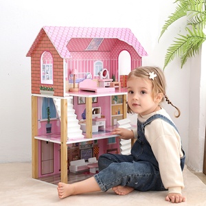 Casa <span class=keywords><strong>de</strong></span> Muñecas Rosa Personalizada al por Mayor, Muebles en Miniatura <span class=keywords><strong>de</strong></span> <span class=keywords><strong>Madera</strong></span>, Juguetes, Poppenhuis, Casa <span class=keywords><strong>de</strong></span> Muñecas Estilo DIY con Habitación Grande <span class=keywords><strong>para</strong></span> <span class=keywords><strong>Niñas</strong></span> - Product Image 2