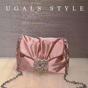 高級ブライダルウェディングバッグ パーティー プロム グリッター ブリンタッセル ラインストーン クラッチ シルクハンドバッグ レディース ディナー イブニングクラッチバッグ - Product Image 2