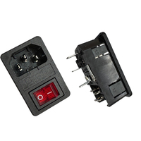 Prise secteur C14 3-en-1 avec interrupteur à bascule lumineux rouge, porte-fusible, prise industrielle encastrable 10A