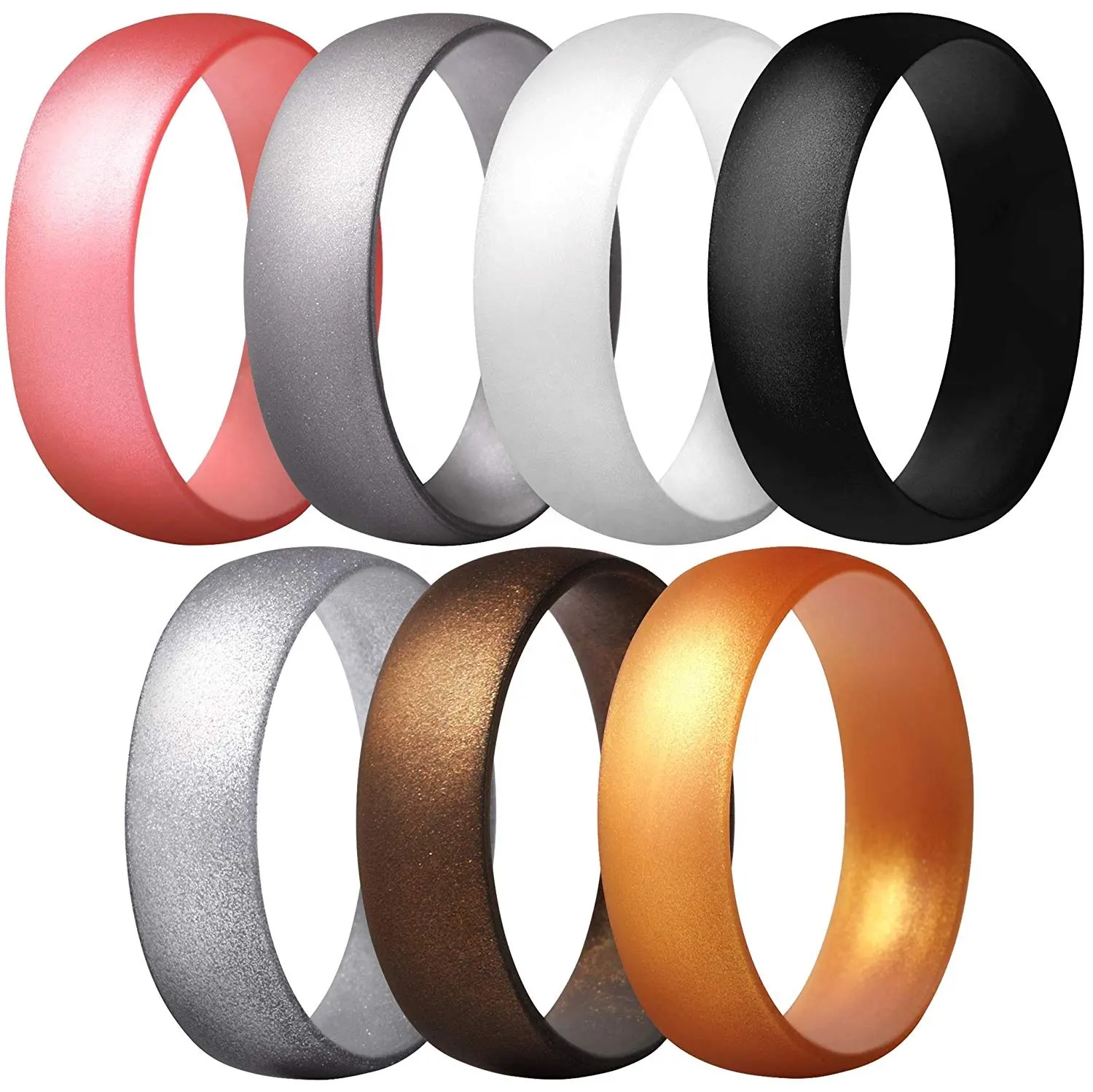 Силиконовые кольца, 7 колец/1 кольцо, обручальные кольца для мужчин и женщин, ширина 6 мм, кожа, безопасная и удобная посадка
