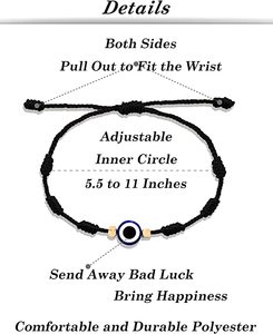 Pulseras <span class=keywords><strong>de</strong></span> estilo étnico con <span class=keywords><strong>ojo</strong></span> turco ajustable <span class=keywords><strong>de</strong></span> <span class=keywords><strong>7</strong></span> <span class=keywords><strong>nudos</strong></span>, cordón negro, cuerda trenzada hecha a mano, venta al por mayor - Product Image 6