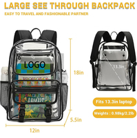 Sac à dos multifonctionnel transparent en PVC personnalisé, grande capacité, sac d'ordinateur tendance, durable, léger, fermeture éclair, pour l'école