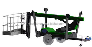 Mini plataforma de trabajo aéreo de rotación de 360 grados, elevador de pluma remolcable hidráulico plegable de dos ruedas para construcción - Product Image 3