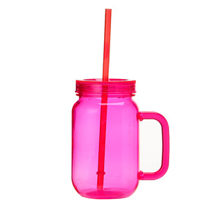 ขวดน้ำอะคริลิคแบบมีหูจับ ขนาด 20 ออนซ์ รุ่น DD1793 สำหรับกาแฟเย็น นม และเครื่องดื่มอื่นๆ พร้อมฝาและหลอดดูด ขายส่ง - Product Image 4