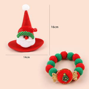 Nieuwe Winter Nieuwigheid Kerst Kat Kraag Accessoire Set Met Schattige Strik En Ketting Decoratie - Product Image 3