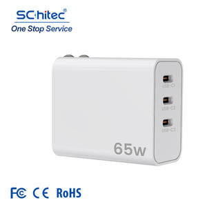 Chargeur universel SChitec AU 65W rapide GaN pour ordinateur portable, triple port, charge rapide, type-C, chargeur mural USB pour ordinateur portable Samsung iPhone - Product Image 1