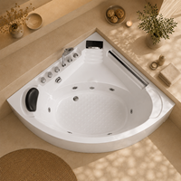 Baignoire d'angle en acrylique élégante avec marchepied et appui-tête unique pour la vente en gros