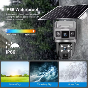 Caméra solaire CCTV extérieure V380Pro 8W avec batterie 8000 mAh, réseau 4G, carte SIM, PIR, PTZ, double objectif, 3 écrans - Product Image 2