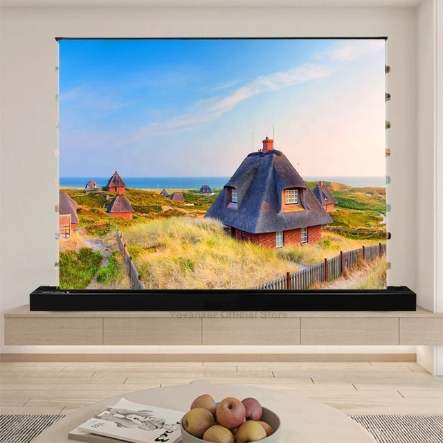100 Inch Motorised Floor Standing Gray Diamond ALR Anti-light Projection Screen Special for Long Throw Projector