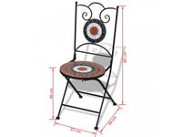 Table et chaises rondes en céramique terracotta/blanc avec structure en fer pour jardin/terrasse/balcon