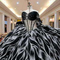 Mexique moderne hors épaule robe de Quinceanera pour les femmes noir blanc robe de bal dentelle broderie Appliques perles en mousseline de soie naturelle