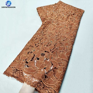 <span class=keywords><strong>Dentelle</strong></span> soluble dans l'eau Sinya Luxury Crystal Stone, 5 yards, tissu en <span class=keywords><strong>dentelle</strong></span> guipure brodée en <span class=keywords><strong>mousseline</strong></span> africaine de haute qualité pour femmes - Product Image 6
