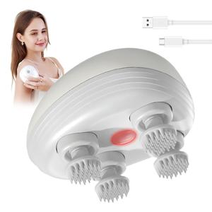 0728 Portable Vibration Hair Scratcher <b>Head</b> <b>Massager</b> 4 Silicone <b>Heads</b> More Comfortable Experience Scalp - Product Image 3