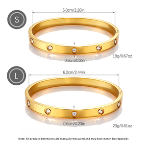 <span class=keywords><strong>Gioielli</strong></span> alla Moda Unisex, Bracciale Geometrico in Acciaio Inox 316 Placcato Oro 18K, Stile Punk con Zirconi, Disponibile in Tre Colori, Uso Quotidiano - Product Image 2