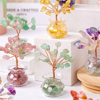 Mini Árbol de la Vida Natural con Chakras, Árbol de Cristal de 12 cm, Energía Positiva, Feng Shui, Decoración de Buena Suerte, Árbol de la Riqueza y la Prosperidad, Árbol de la Felicidad