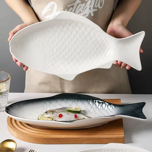 Креативный дизайн, рыбная керамическая тарелка, домашняя и коммерческая ресторанная чистая красная Рыбная тарелка, экологически чистая - Product Image 3