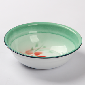 Bassin strié coloré en émail métallique nostalgique à l'ancienne de bonne qualité avec couvercle bassin de soupe de nouilles de gâteau de salade multi taille - Product Image 3