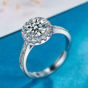 925纯银戒指天然硅石宝石镶嵌迷你钻石戒指铂金电镀结婚时尚饰品