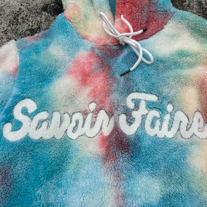 Sudadera con Capucha <span class=keywords><strong>de</strong></span> Sherpa Tie Dye para Hombre YTS, Sudadera <span class=keywords><strong>de</strong></span> Forro Polar Suave con Letra <span class=keywords><strong>de</strong></span> Chenilla, Sudadera con Capucha Cálida <span class=keywords><strong>de</strong></span> Invierno, Fábrica OEM - Product Image 2