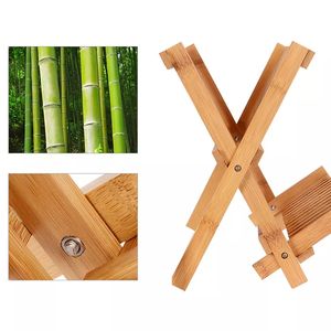 Estante de secado de platos de bambú de doble nivel, organizador de fregadero de cocina plegable, escurridor de platos, almacenamiento de armario para utensilios, tipo de pie - Product Image 2
