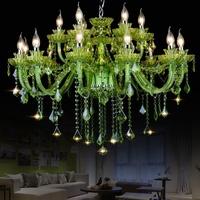 Lustre moderne à LED vert pour chambre à coucher et cuisine, luminaires en verre de couleur verte, Lustre De Cristal Teto