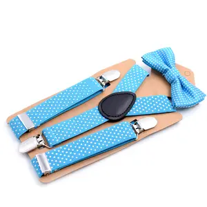 Детские регулируемые галстуки-бабочки и подтяжки в горошек для мальчиков и девочек, подтяжки для детей