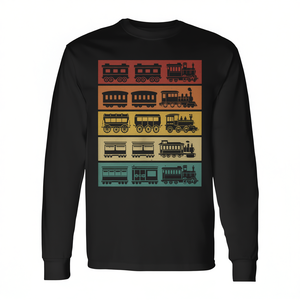 Camiseta de manga larga con diseño de locomotora de tren retro - Product Image 2